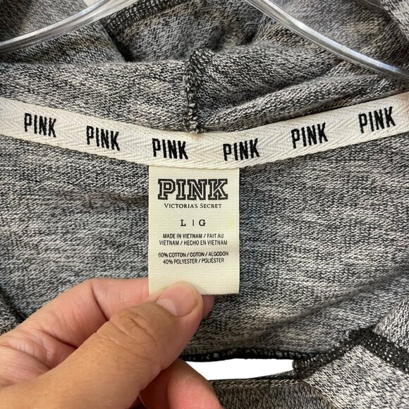Victoria’s Secret PINK Hoodie Backless Gray Soft Cozy Size Large - Picture 3 of 7